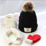 Three piece children&#39;s hat and scarf autumnwinter warm