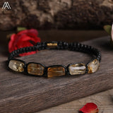 Natural Black Tourmaline Nugget Beads Knotted Handmade Woven