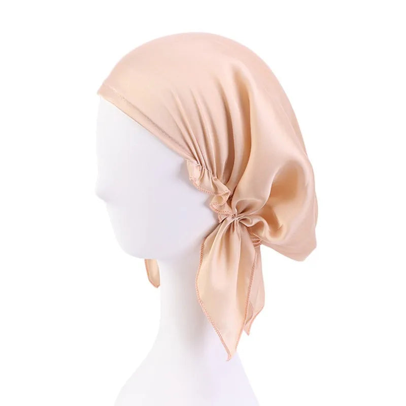Muslim Women satin Turban Nightcap Hat Headscarves Cancer