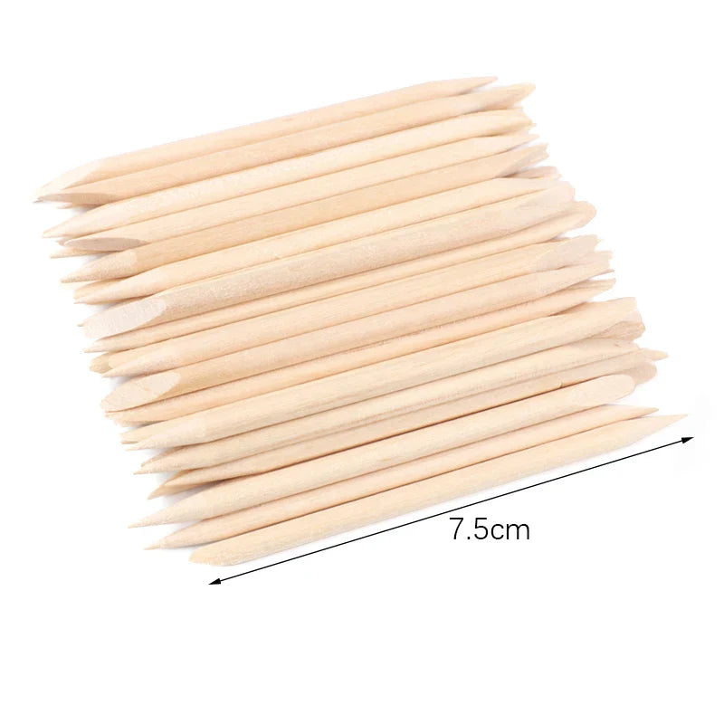 500Pcs/Pack Wooden Cuticle Pusher Remover Orange Stick Sticker