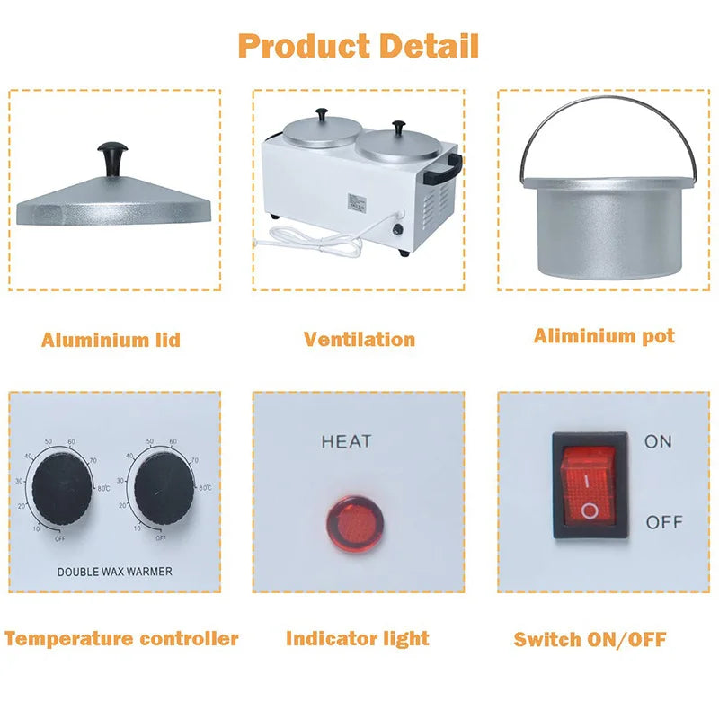 Depilatory Wax Heater Machine Double Paraffine Wax Heater