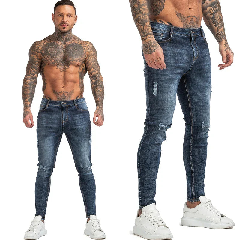 GINGTTO Jeans Men Elastic Waist Skinny Jeans Men