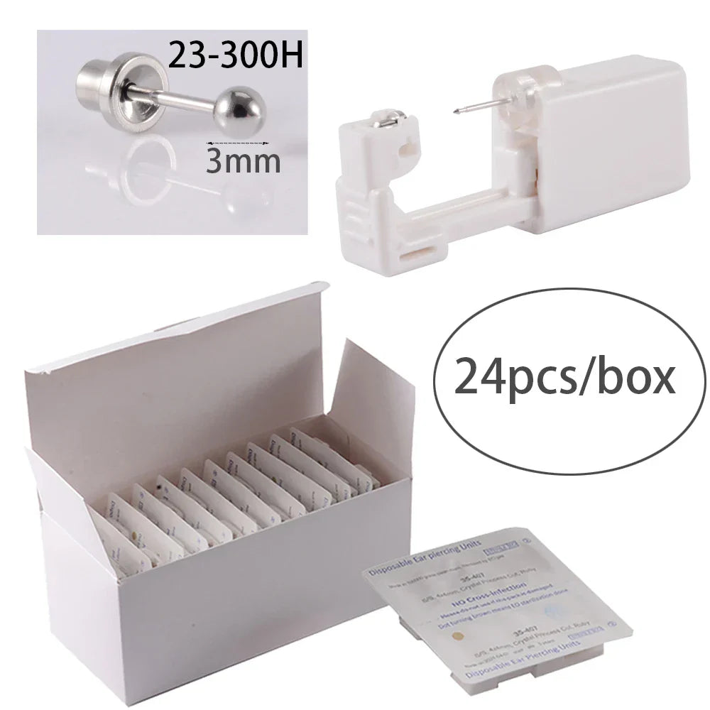 24pcs/Box NO PAIN Piercer Tool Machine Kit Stud