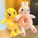 2pcs Plush Animal Scrunchie Set Elastic Hair tie