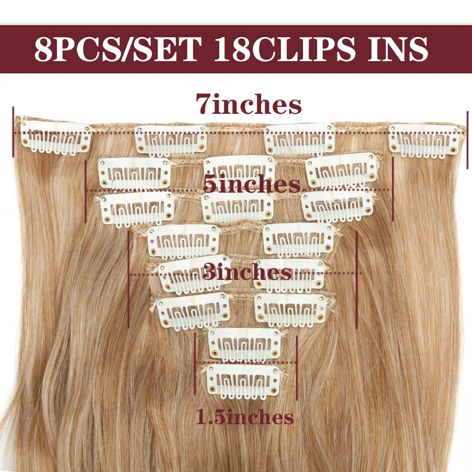 S-noilite Synthetic 24inch 140g 8PCS/set Clip In On