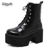 Gdgydh Woman Lace Autumn Boots Womens Ladies Chunky