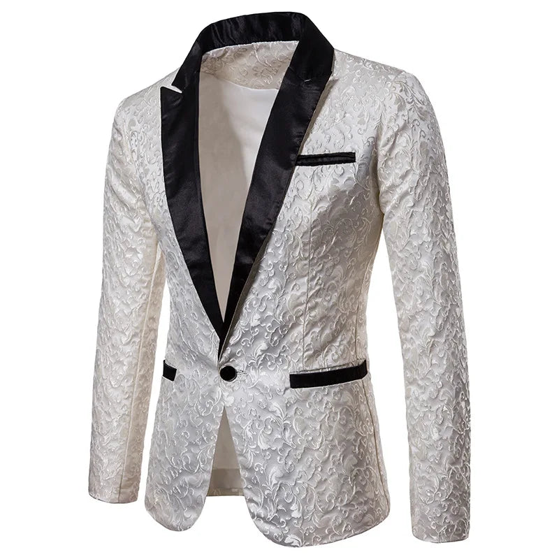 Men's Floral Party Dress Suit Stylish Dinner Jacket