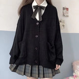 Japan School Sweater Spring Autumn Vneck Cotton Knitted