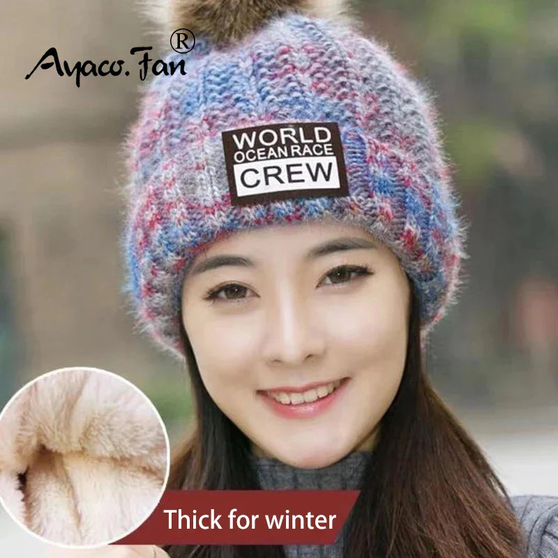 Winter Hats for Woman Thicker Beanies Knitted Cap