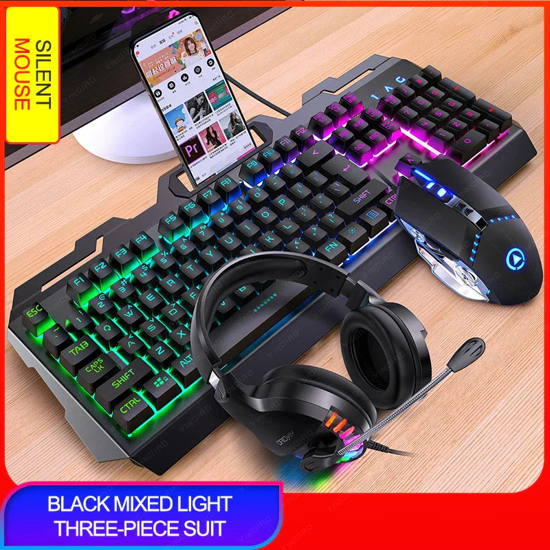 V2 Gaming Keyboard Mouse Headset Set Mechanical Feel