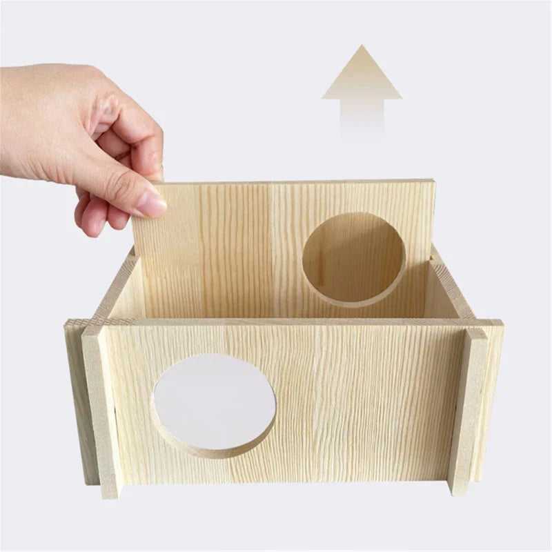 K5DC Hamster House with 2 Chambers Pet Wooden