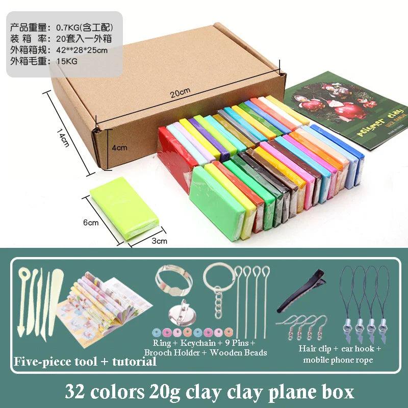 32 Color 3D Clay Plasticine Portable Box New