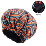 Oversize Africa Print Invisible Adjustable Round Hat Satin