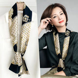 Choice Long Small Women Silk Scarf Tie Decorated