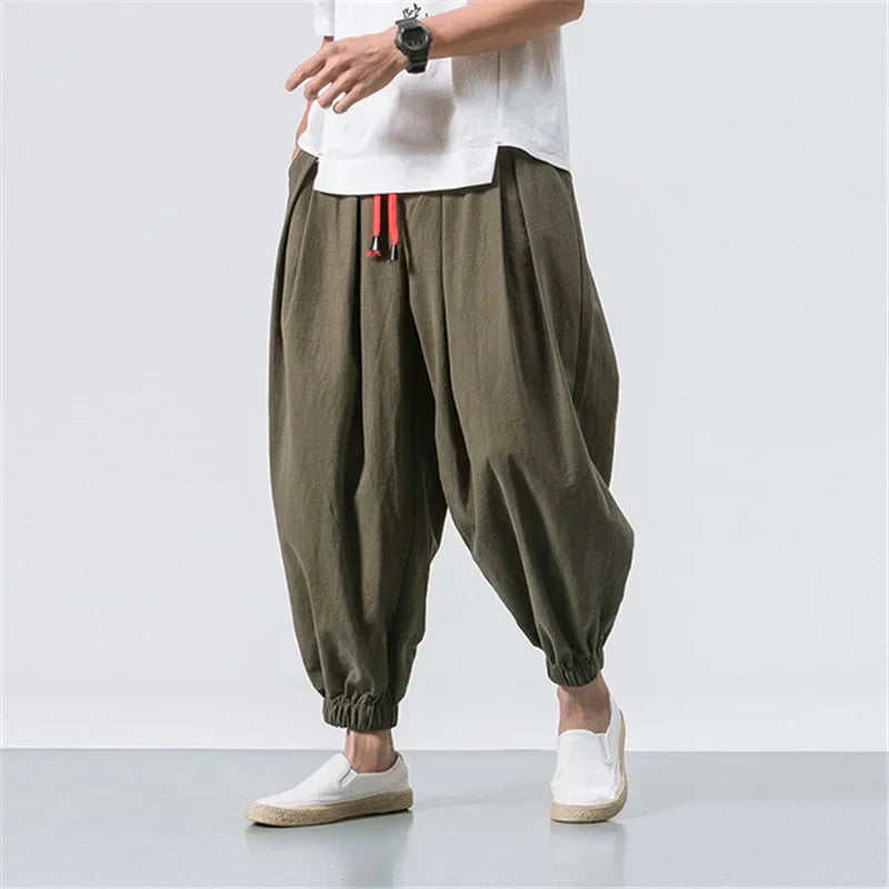 BOLUBAO Spring Men Loose Harem Pants Chinese Linen