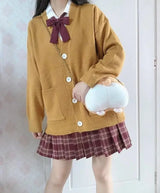 Japan School Sweater Spring Autumn Vneck Cotton Knitted