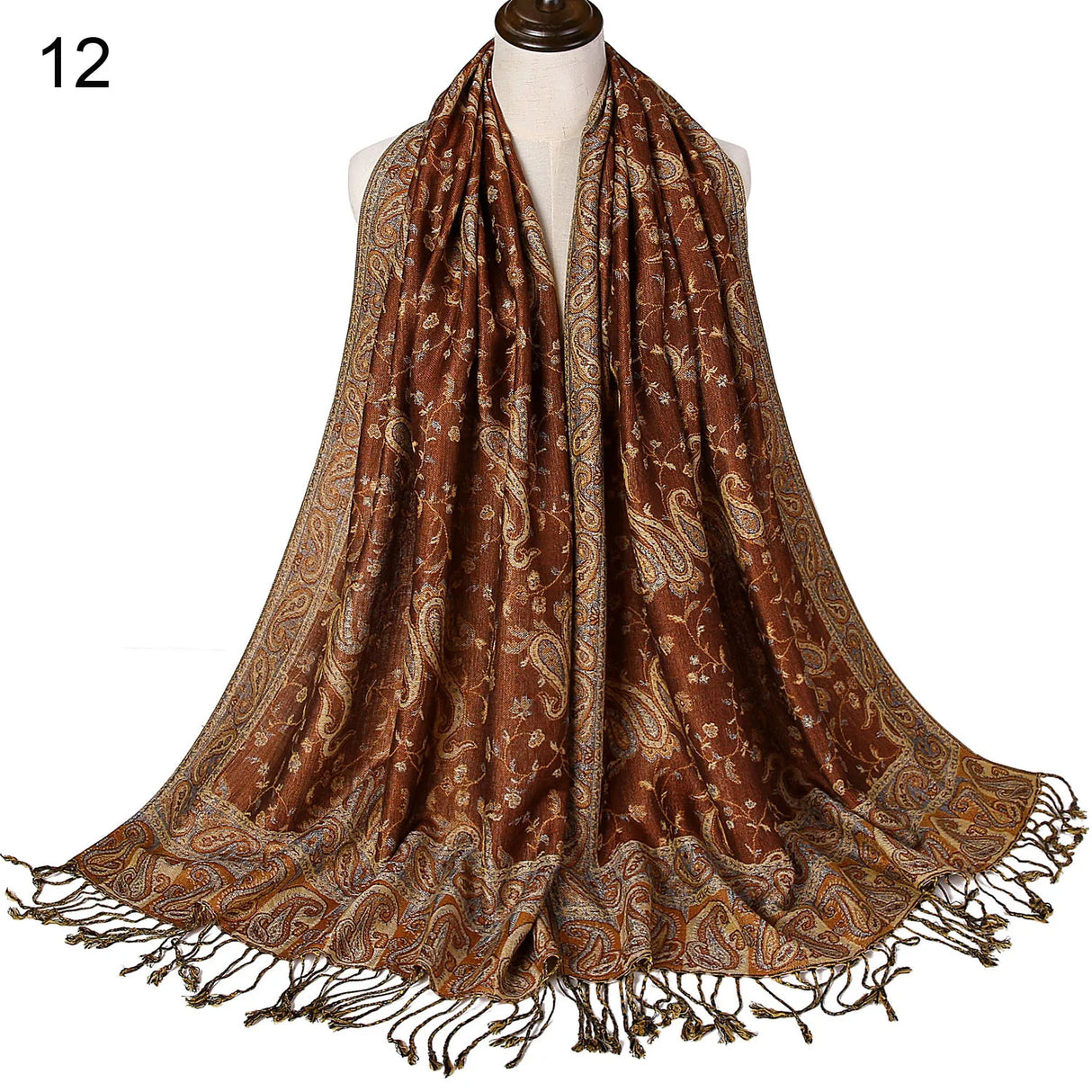 Pashmina Silk Scarf Shawl Wrap Paisley Jacquard Flowers