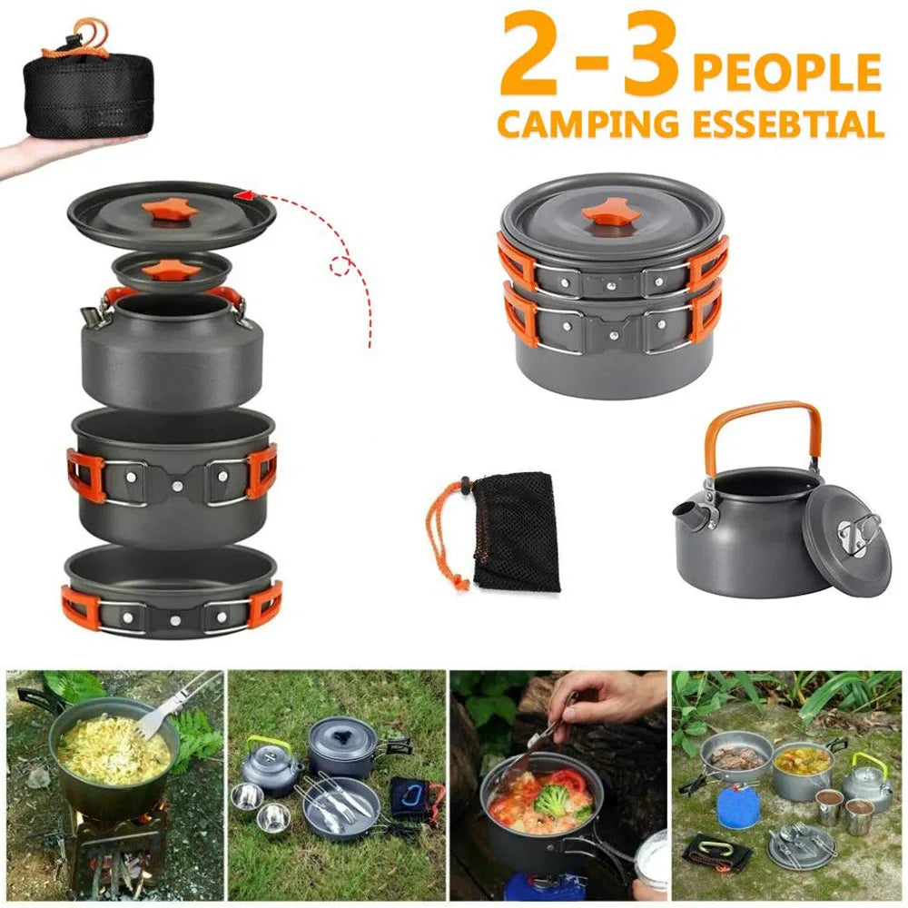 Camping Cookware Kit Outdoor Aluminum Cooking Set Water