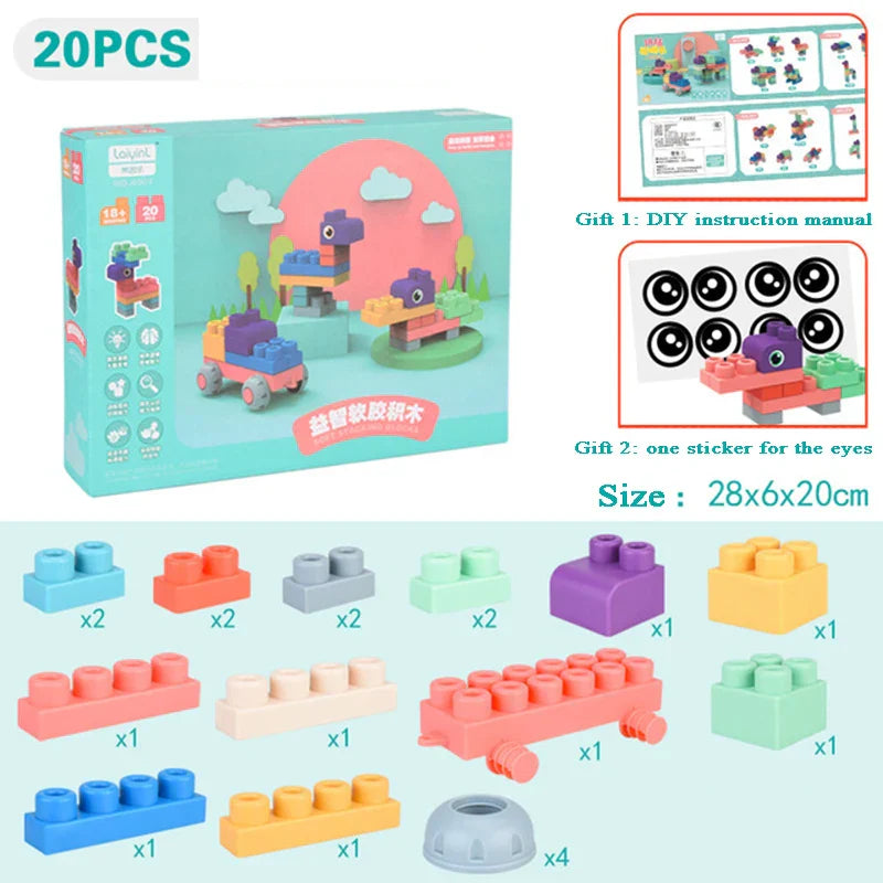 Baby Rubber Big Size Particle Bricks Toys DIY