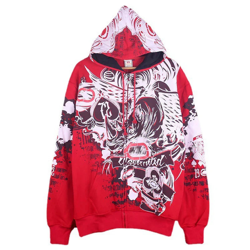 Hip Hop Hooded Jacket Men Street Dance Graffiti