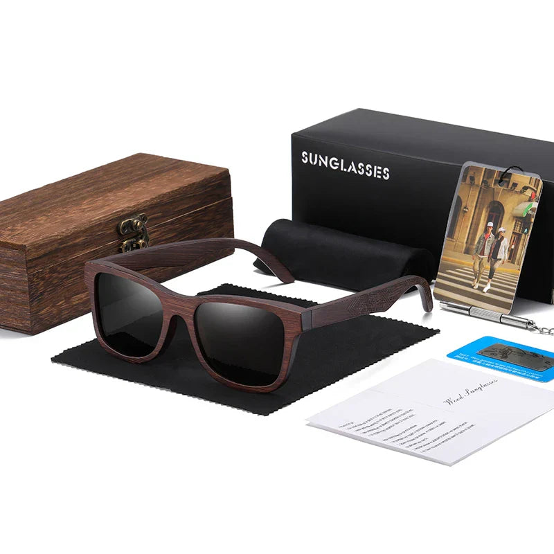 GM Natural Bamboo Wooden Sunglasses Handmade Polarized Glasses