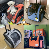 EDENPETZ Pet Dog Cat Trolley Rolling Luggage Backpack