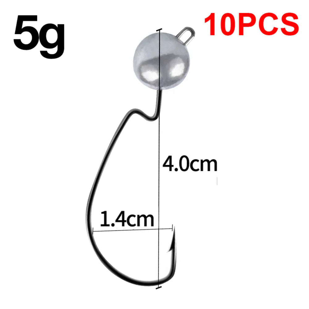 10Pcs Fishing Crank Hook 3.5g 5g 7g 10g