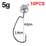 10Pcs Fishing Crank Hook 3.5g 5g 7g 10g