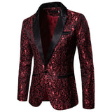 Gold Jacquard Bronzing Floral Blazer Suit Mens Single