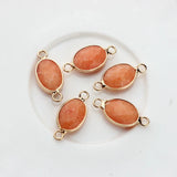 Natural Stone Charms Facet Oval Shape Double Hole