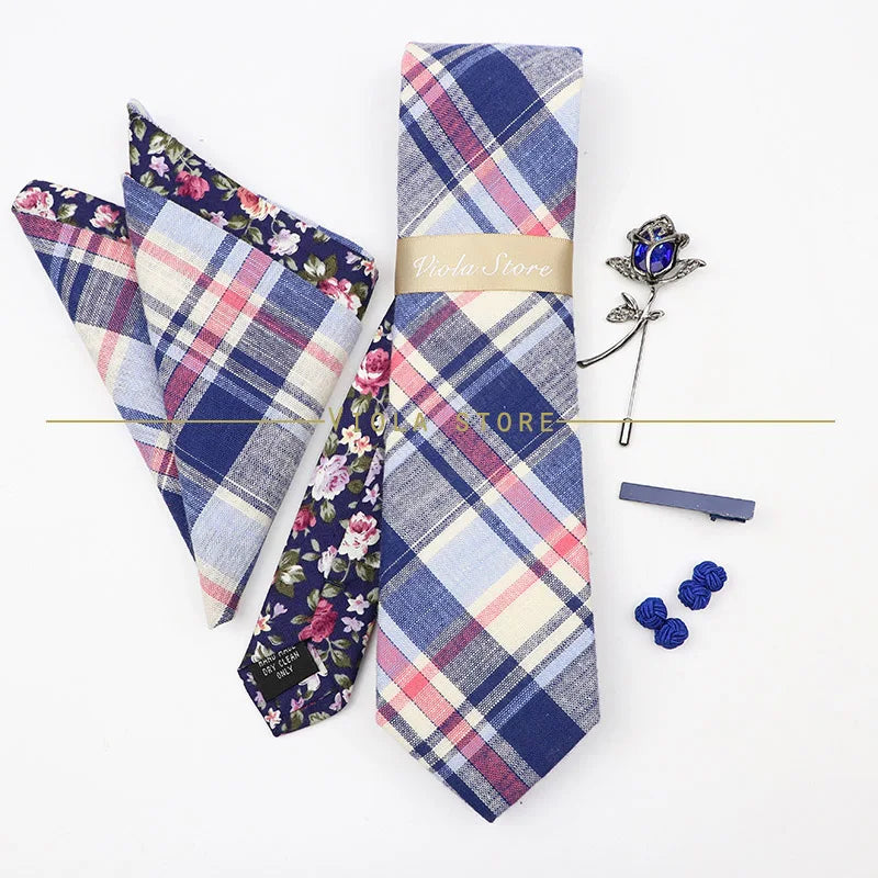 5 PCS Luxury Cotton Patchwork 7cm Tie Set