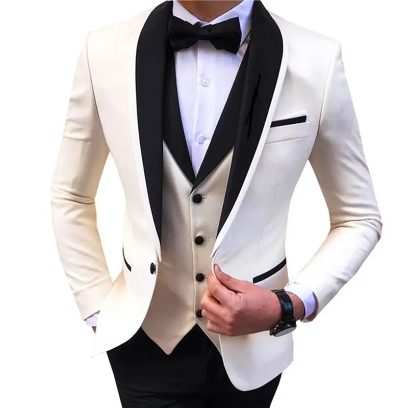 Party Dresses Jacket+Pants+Vest Fashion Suits For Men Slim