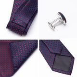 Mens Jacquard Tie Cravat Cufflinks Set Luxury Necktie