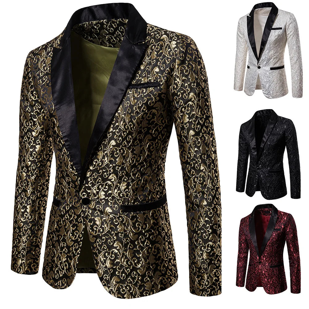 Men's Floral Party Dress Suit Stylish Dinner Jacket
