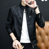 Men Leather Suit Jacket Men Slim Fit Short