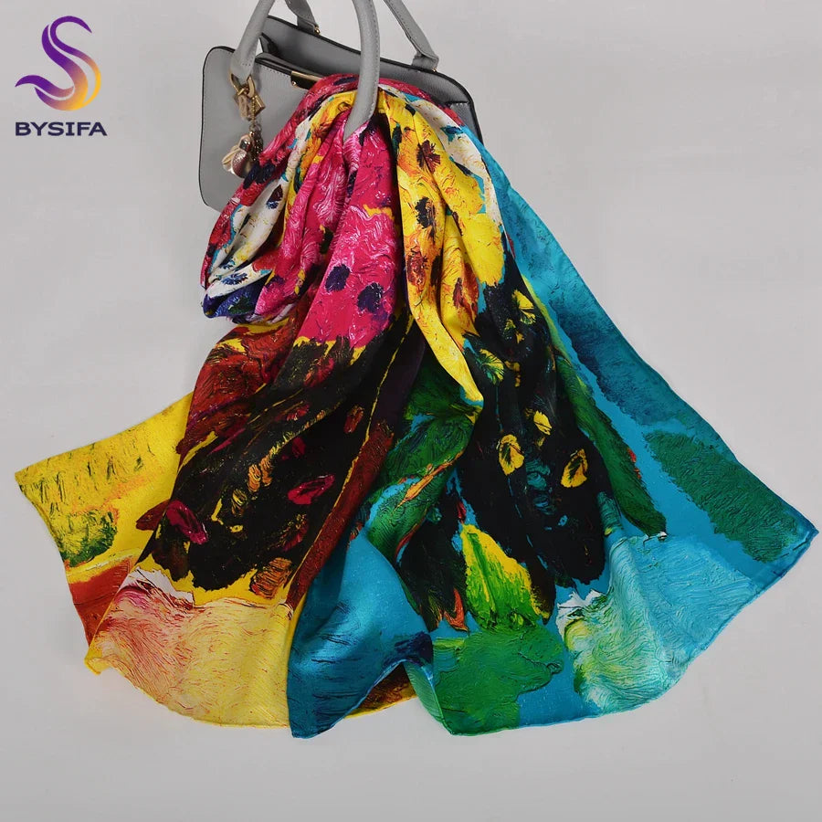 New Luxury Pure Silk Scarf Shawl Women