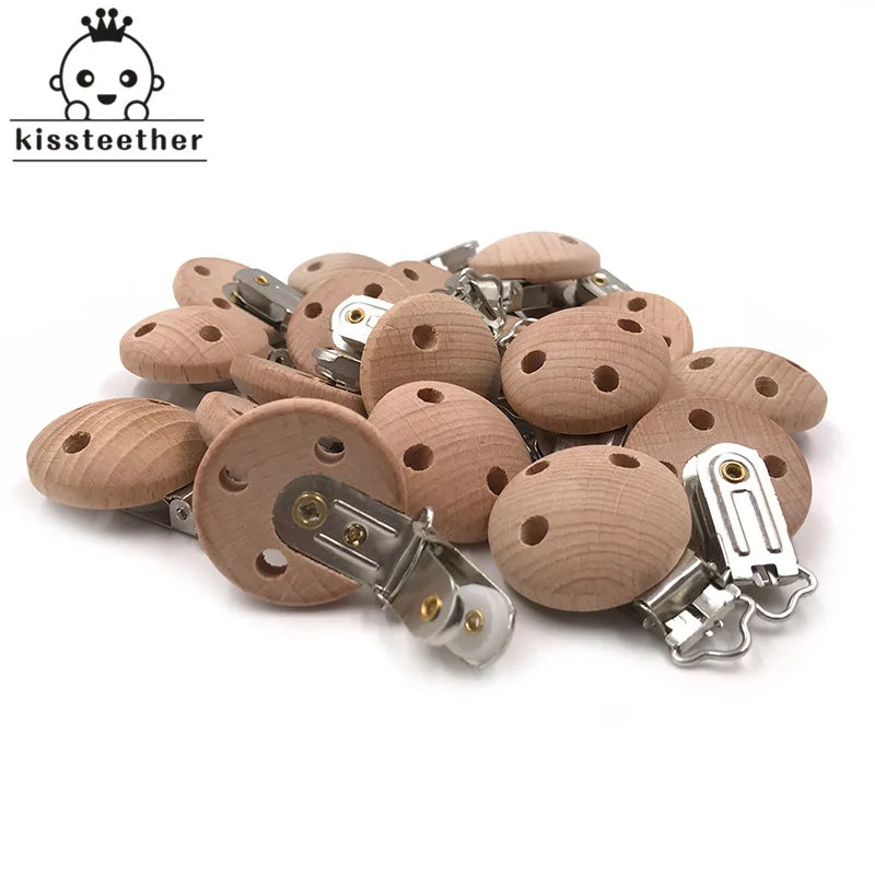20pcs Wooden Pacifier Clip Nursing Accessories Beech s