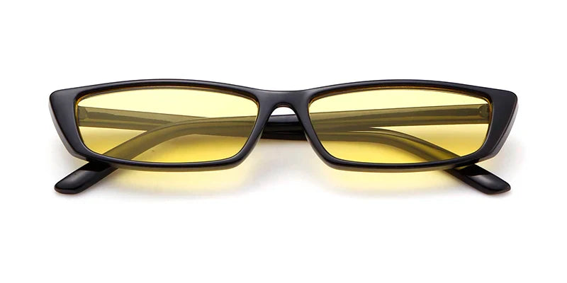 Vintage Narrow Rectangle Small Women Sunglasses Ocean Lens