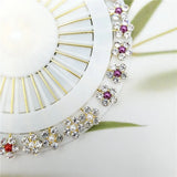 Multicolor Crystal Rhistones Flower Brooch Muslim Islamic Hijab