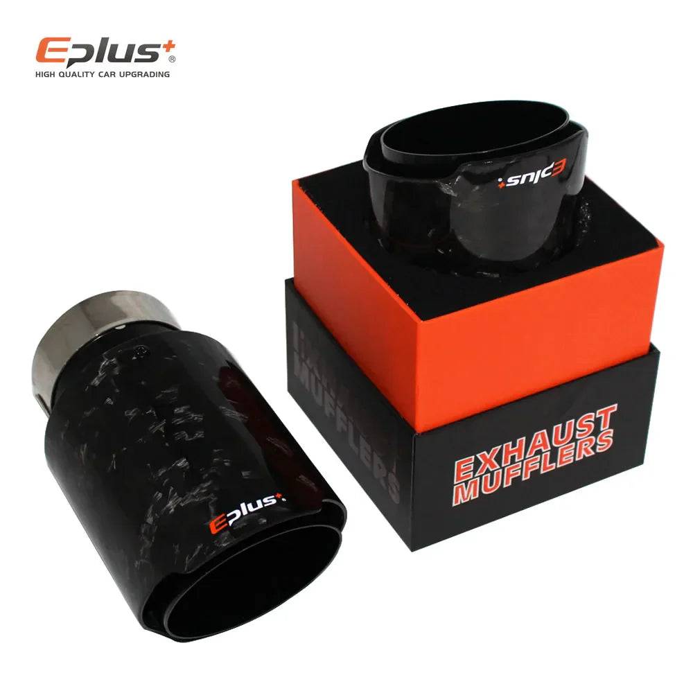 EPLUS Car Glossy Scattered Pattern Carbon Fiber Muffler