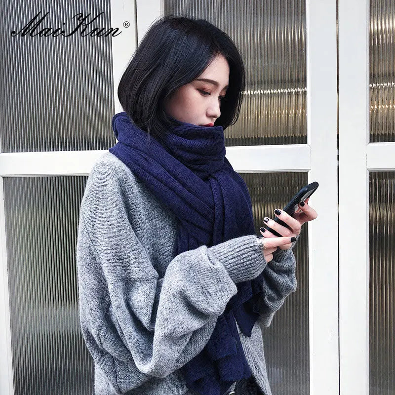 Maikun Thick Warm Scarf For Women Pure Color