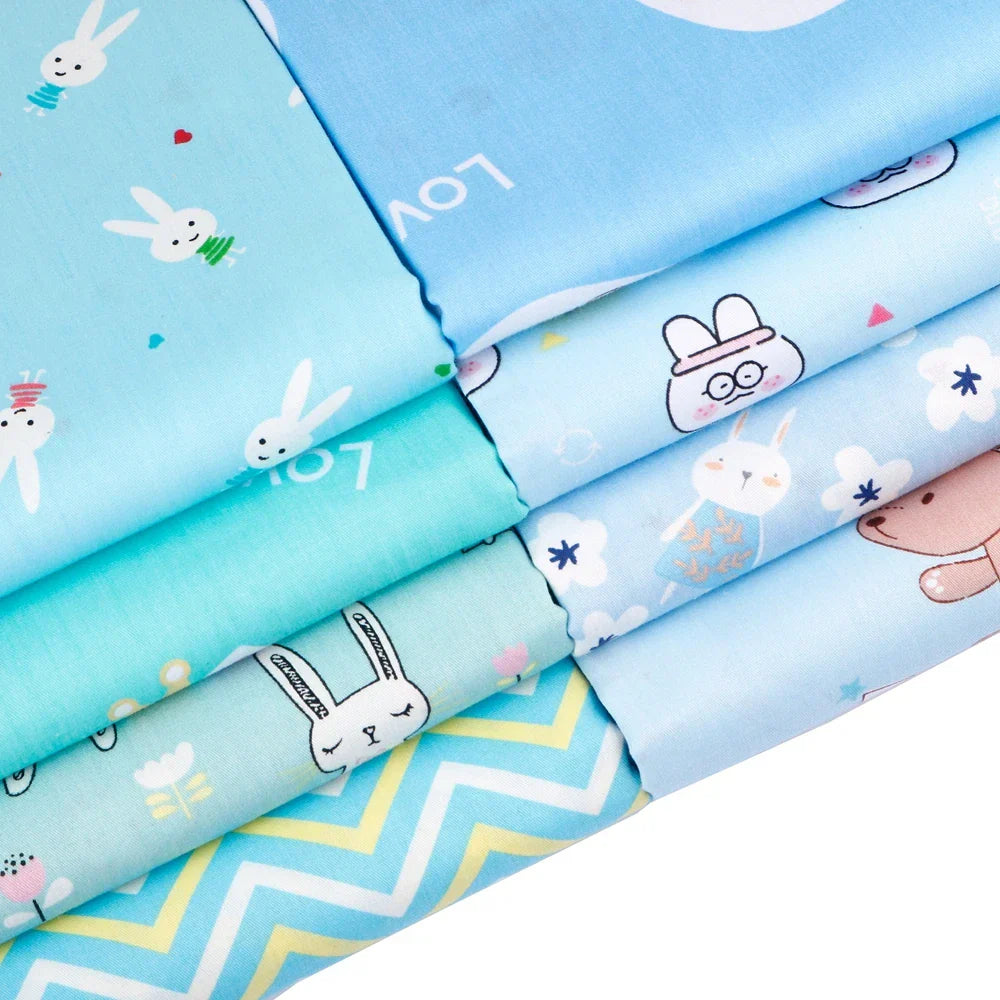 Blue Cartoon Printed Fabric Cotton Twill Cloth for