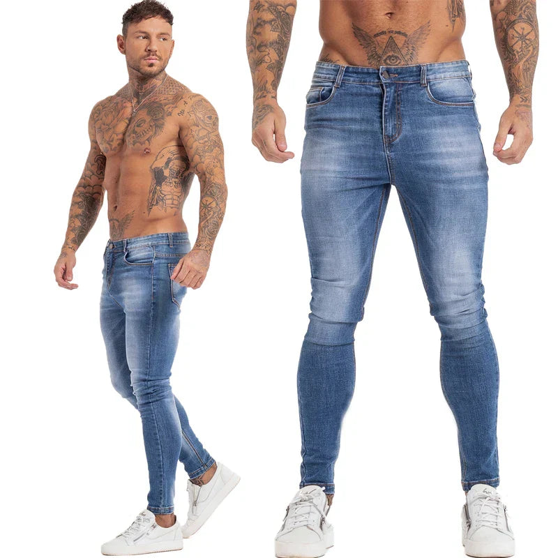 GINGTTO Jeans Men Elastic Waist Skinny Jeans Men