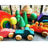 Montessori Wooden Toys Elemental Rainbow Stacking Blocks /Unpaint