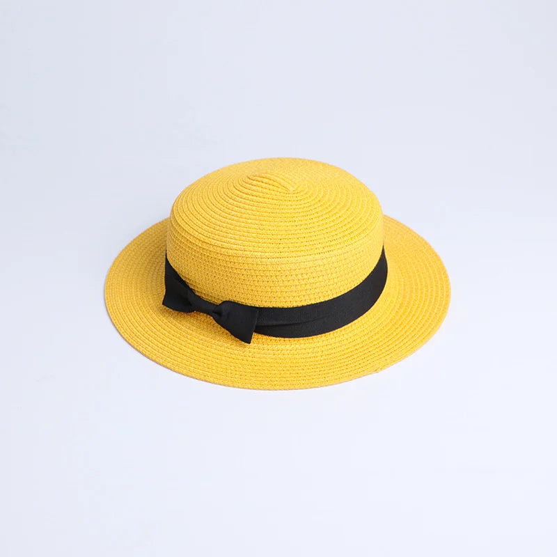 2019 Parent-child wholesale sun flat straw hat boater