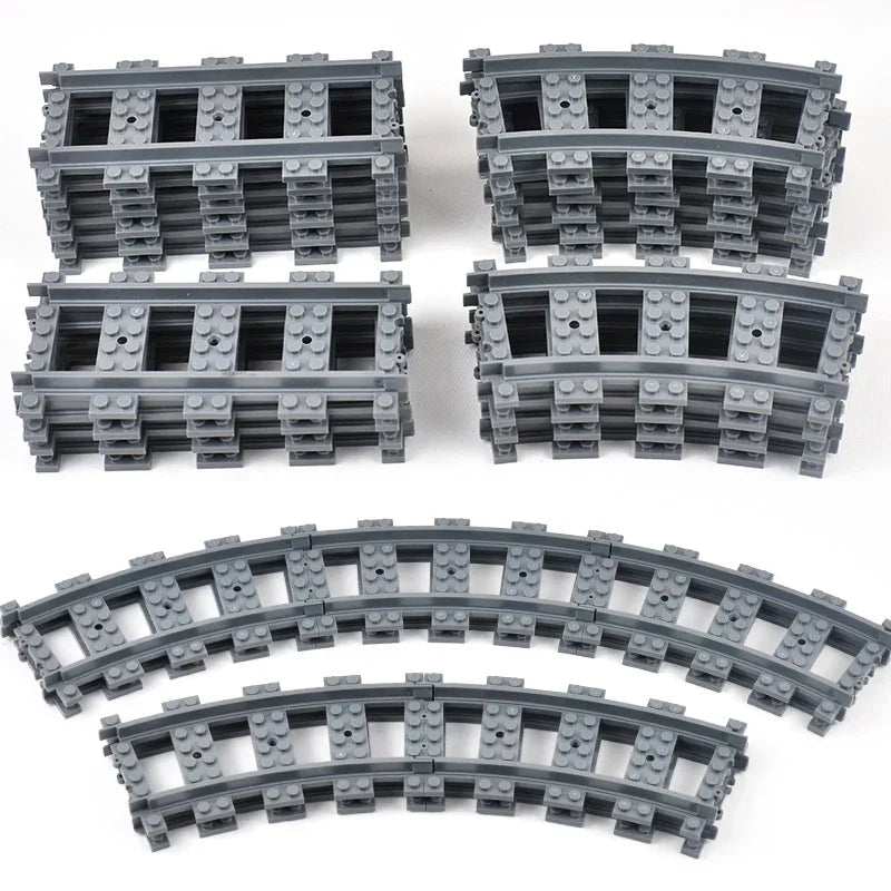 200PCS DIY City Train Rail Straight & Curved