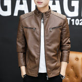 Men Leather Suit Jacket Men Slim Fit Short