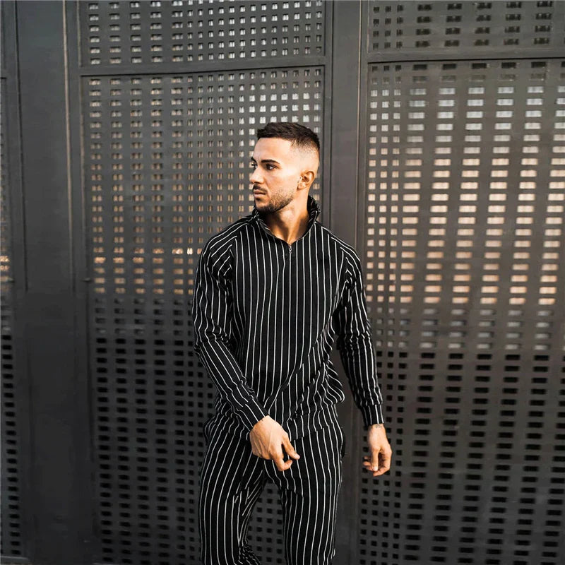 2020 New 3D Plaid Men's Sports fitness Zipper