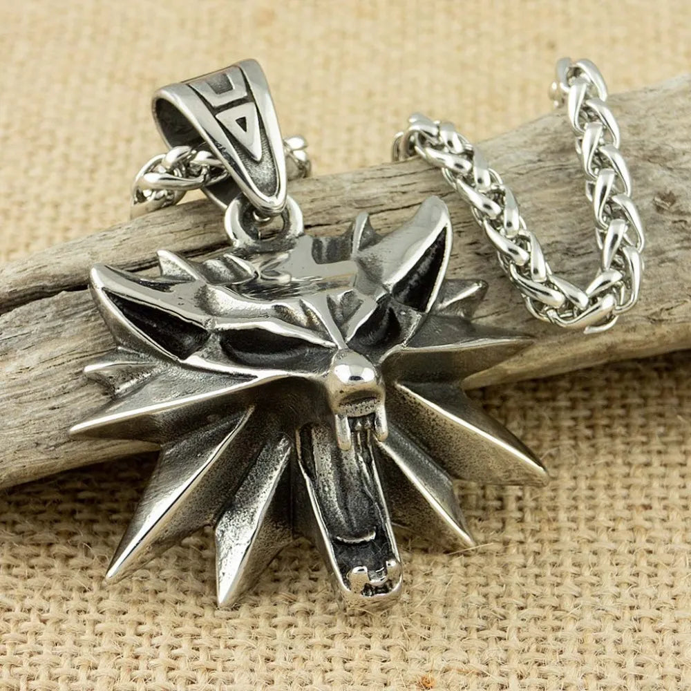 53*43mm Stainless Steel the Wizard wolf head pendant