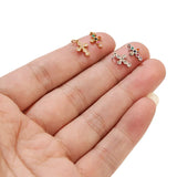 5pcs Stainless Steel Mini Cross Charms Cubic Zirconia